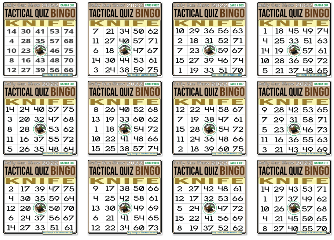 Tactical BINGO Card (Tactical Quiz - Season Two)