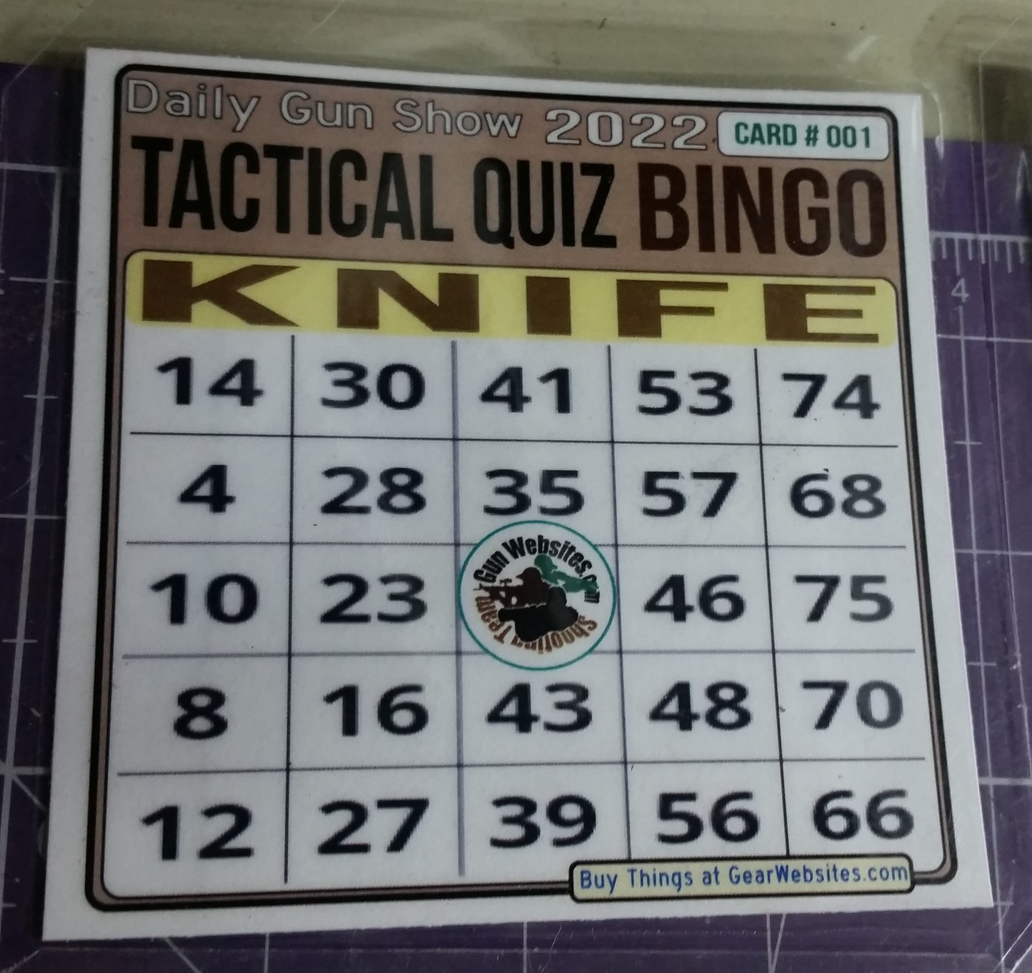 Tactical BINGO Card (Tactical Quiz - Season Two)