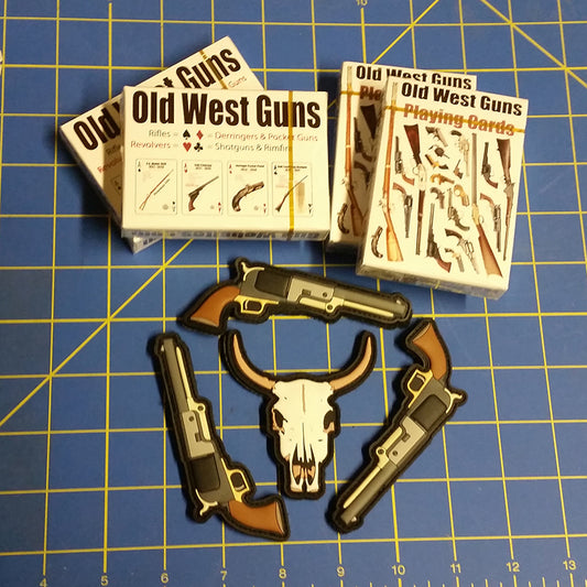 Sold Out - Four (4) Decks of Old West Guns Playing Cards & Patches SET
