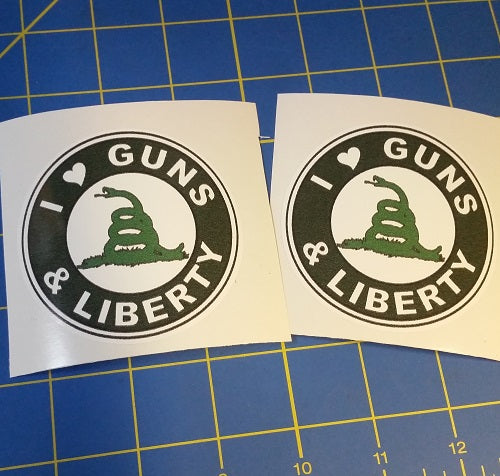 Sold Out - I Love Guns & Liberty Stickers (2 Pack)