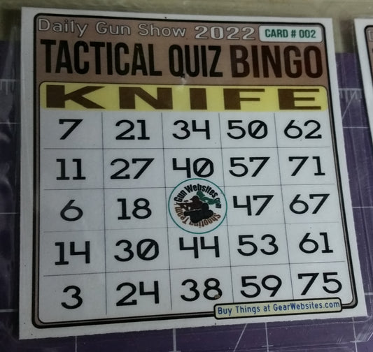 Tactical BINGO Card (Tactical Quiz - Season Two)